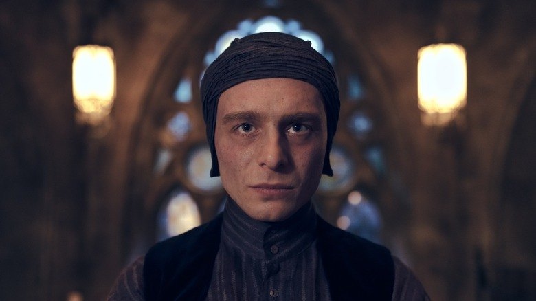 Quirrell looking straight ahead in Harry Potter and the Philosopher